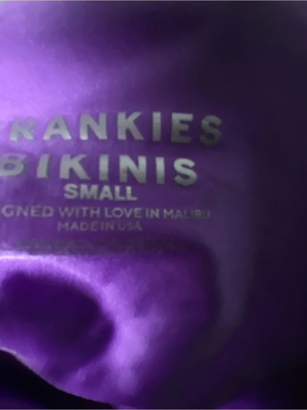 Frankie’s Bikinis Purple Handkerchief Bikini Top Size Small